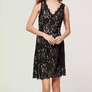 Ann Taylor Loft Black Lace V-Neck Dress Size 2